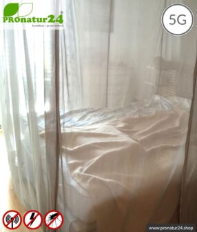 Abschirmender Baldachin Elektrosmog PRO all inclusive. Kasten Doppelbett Set. Abschirmung Funk bis 50 dB. Erdbar. Wirkungsvoll gegen 5G!