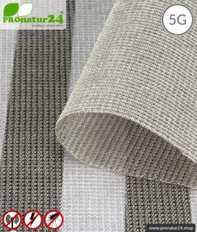 Abschirmstoff SILVER TULLE für Vorhänge und Baldachine. HF Abschirmung bis 50 dB, NF erdbar. Ideal bei 5G!
