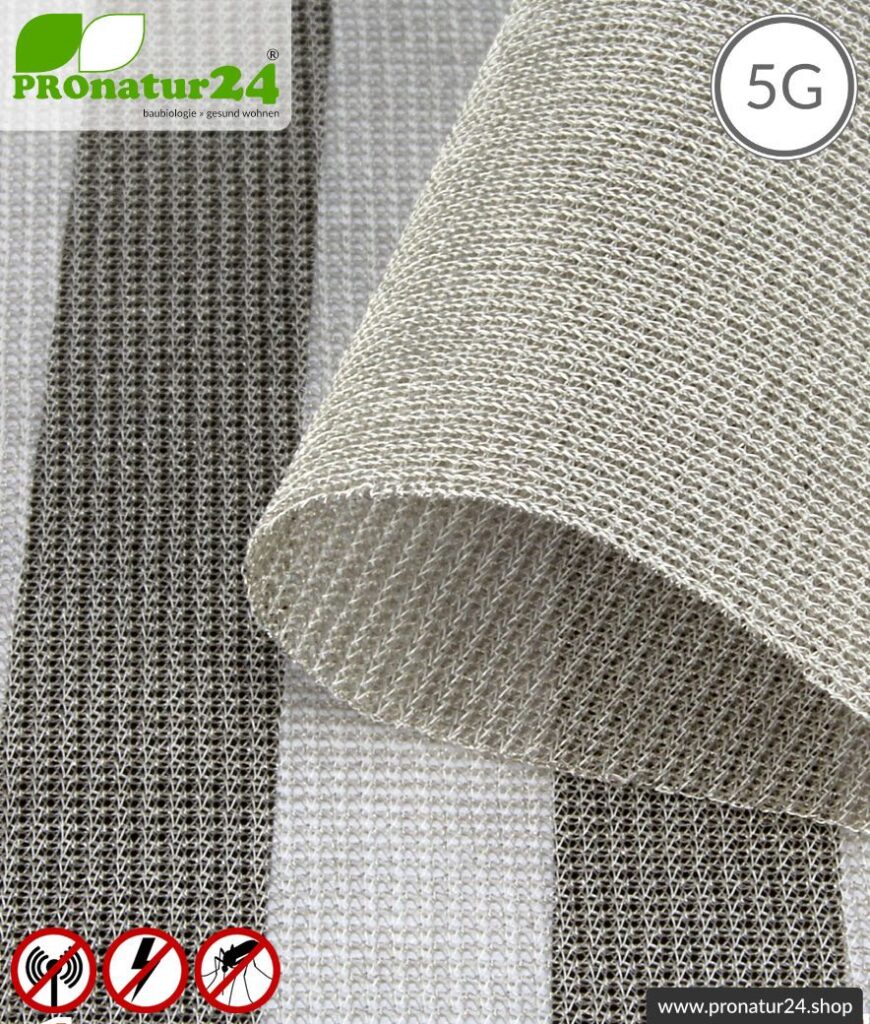 Abschirmstoff SILVER TULLE für Vorhänge und Baldachine. HF Abschirmung bis 50 dB, NF erdbar. Ideal bei 5G!