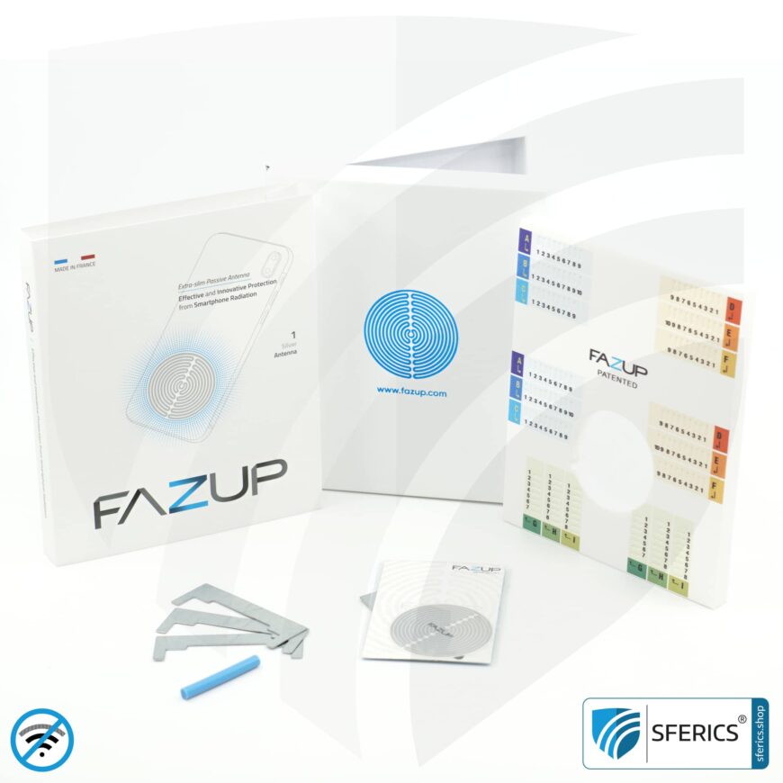 FAZUP Antennen Patch | SILBER | Innovative Technologie gegen Elektrosmog | Schützt vor unnötig hoher Bestrahlung durch’s eigene Mobiltelefon | Keine Esoterik oder Harmonisierung. Reduktion ist messbar!
