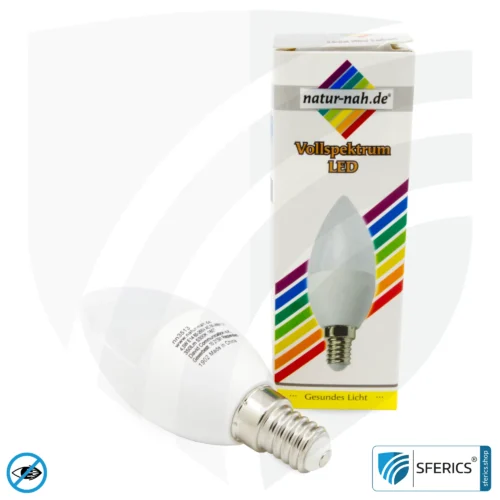 4,5 Watt LED Vollspektrum Kerze | Hell wie 45 Watt, 350 Lumen | CRI 95 | flimmerfrei | Tageslicht | E14 | Business Qualität