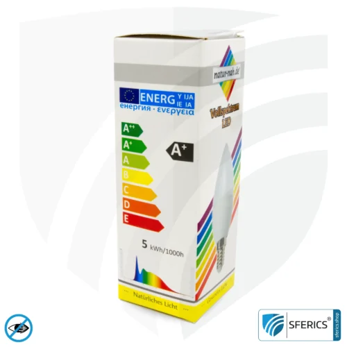 4,5 Watt LED Vollspektrum Kerze | Hell wie 45 Watt, 350 Lumen | CRI 95 | flimmerfrei | Tageslicht | E14 | Business Qualität