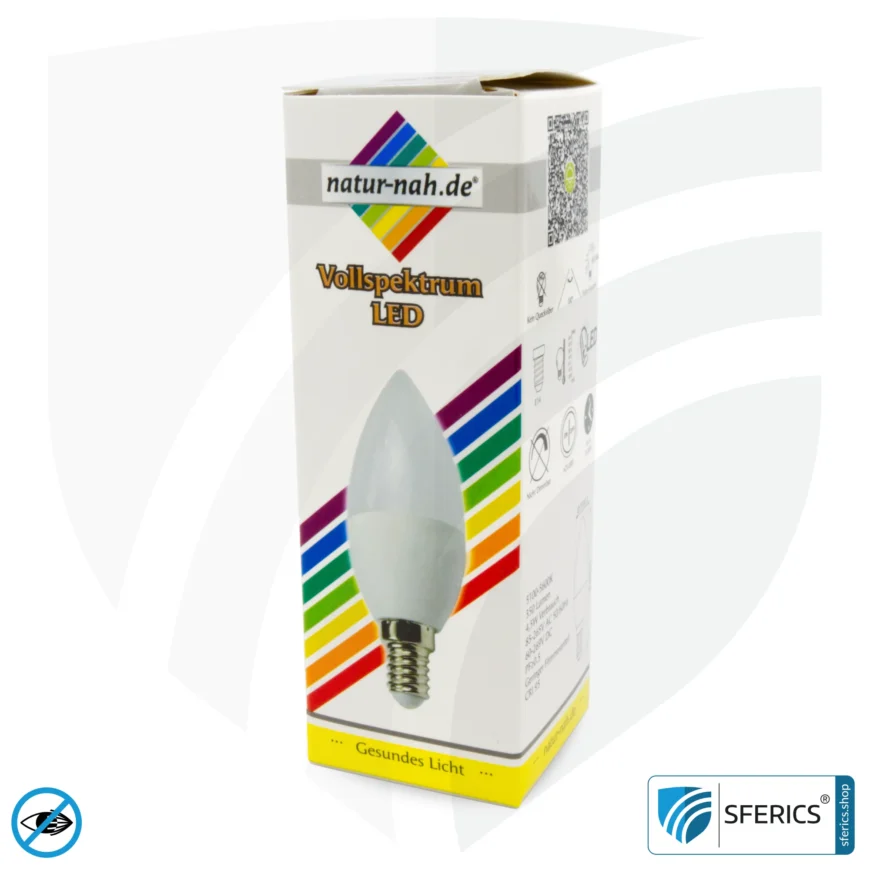 4,5 Watt LED Vollspektrum Kerze | Hell wie 45 Watt, 350 Lumen | CRI 95 | flimmerfrei | Tageslicht | E14 | Business Qualität