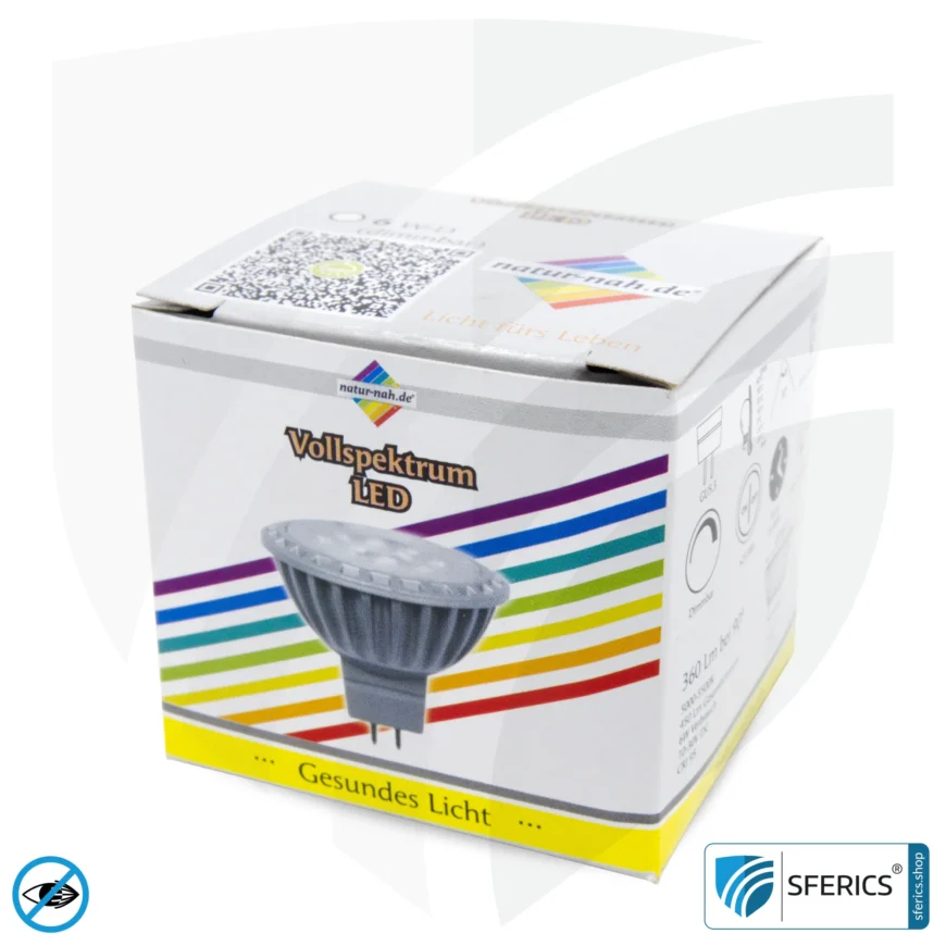 6 Watt LED Spot Vollspektrum | Hell wie 35 Watt, 450 Lumen | CRI 95 | dimmbar | flimmerfrei | Tageslicht | GU5.3 (MR16) | Business Qualität