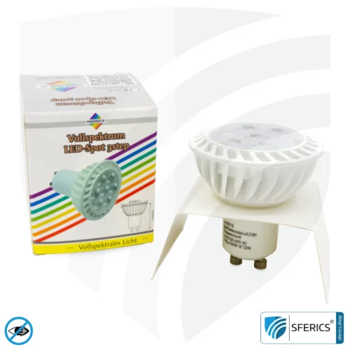 6 Watt LED Spot Vollspektrum 3step | Dimmen ohne Dimmer: Hell wie 35 Watt (100 %), 50 % oder 15 %, 480 Lumen | CRI 95 | flimmerfrei | Tageslicht | GU10 | Business Qualität 23 6 Watt LED Spot Vollspektrum 3step | Dimmen ohne Dimmer: Hell wie 35 Watt (100 %), 50 % oder 15 %, 480 Lumen | CRI 95 | flimmerfrei | Tageslicht | GU10 | Business Qualität