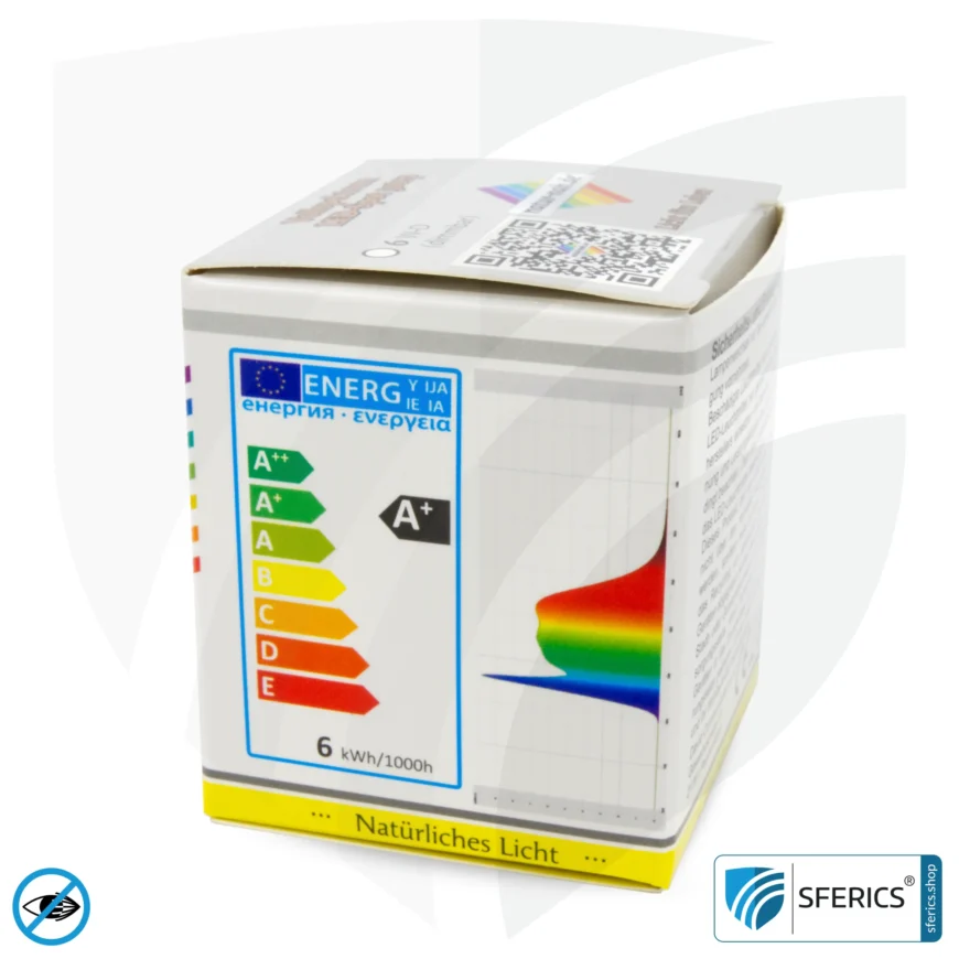6 Watt LED Spot Vollspektrum 3step | Dimmen ohne Dimmer: Hell wie 35 Watt (100 %), 50 % oder 15 %, 480 Lumen | CRI 95 | flimmerfrei | Tageslicht | GU10 | Business Qualität