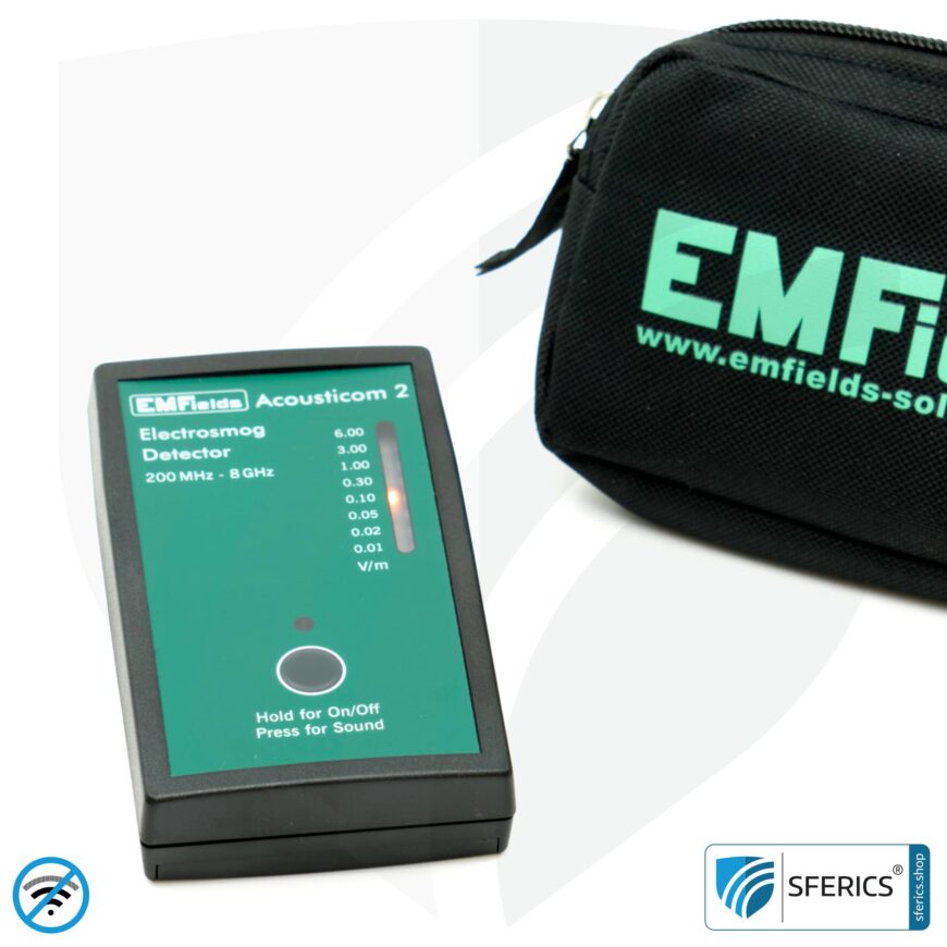 ACOUSTICOM 2 Elektrosmog Detektor | Breitband HF Messgerät für Einsteiger | Erkennung von EMF Funkstrahlung bis 8 GHz, inklusive 5G!