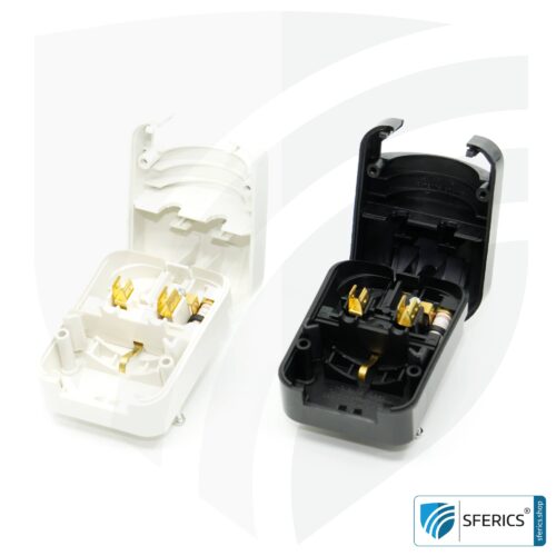 Adapter SCP3 Schuko Stecker Typ EF auf UK Stecker Typ G | mit hochwertiger Erdung und 13 Ampere Sicherung | Reiseadapter.