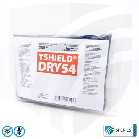 Spezial Abschirmfarbe DRY54 in Pulverform | HF Schirmdämpfung gegen Elektrosmog bis zu 84 dB bei 40 GHz | Effektiv bei 5G! | 1 Liter