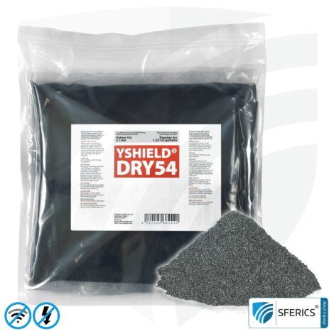 Spezial Abschirmfarbe DRY54 in Pulverform | HF Schirmdämpfung gegen Elektrosmog bis zu 84 dB bei 40 GHz | Effektiv bei 5G! | 5 Liter