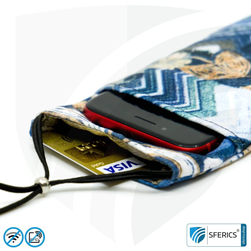 Handyhülle eWall für das Smartphone | FELIX.BLAU | Anti Elektrosmog inkl. 5G | 3in1 Schutz inkl. RFID Blocker | Handytasche für iPhone, Android, ... | XL
