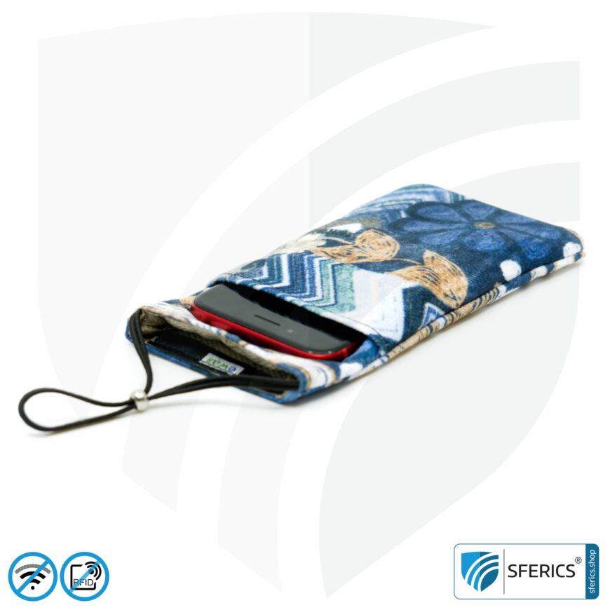 Handyhülle eWall für das Smartphone | FELIX.BLAU | Anti Elektrosmog inkl. 5G | 3in1 Schutz inkl. RFID Blocker | Handytasche für iPhone, Android, ... | XL