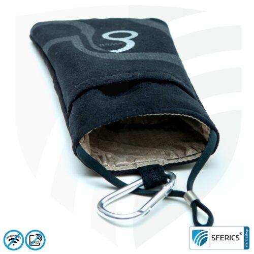 Handyhülle eWall für das Smartphone | SCHWARZ | Anti Elektrosmog inkl. 5G | 3in1 Schutz inkl. RFID Blocker | Handytasche für iPhone, Android, ...