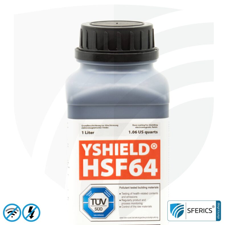 Abschirmfarbe HSF64 | HF Schirmdämpfung gegen Elektrosmog bis zu 93 dB bei 40 GHz | Ohne Konservierungsmittel » ideal für Allergiker | TÜV SÜD zertifiziert | Effektiv bei 5G!