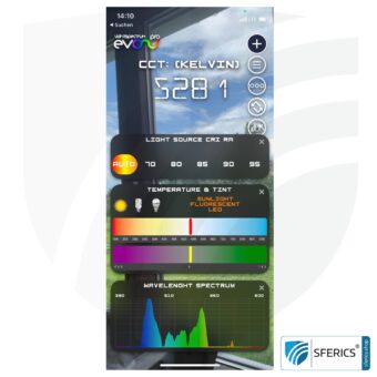 Lightspectrum Pro EVO für iPhone und iPad | Messung vom Lichspektrum | Farbtemperatur (Kelvin) und Wellenlängen, CRI, Lux, uvm.