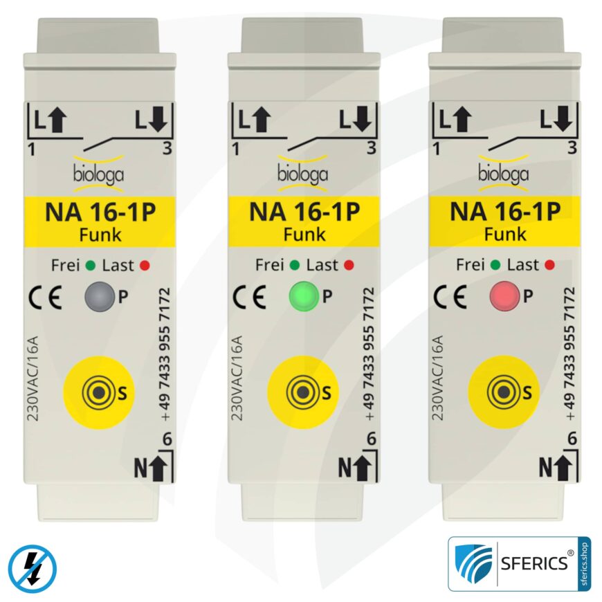 Netzfreischalter NA 16-1P Funk mit dualer Betriebsart | Masterschalter Set-Up | baubiologische Funktechnik nach EnOcean Standard | inklusive LED Kontrollleuchte