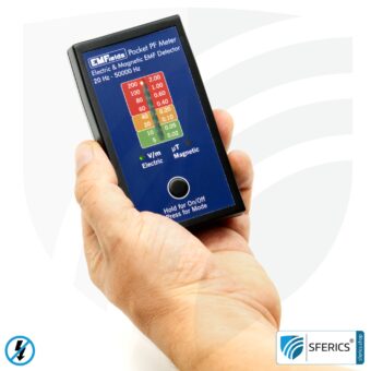 Pocket PF5 Meter | Potentialfreies Niederfrequenz Messgerät für Elektrosmog | Erkennung elektrischer Wechselfelder und Magnetfelder | Messbereich 15 bis 50.000 Hz