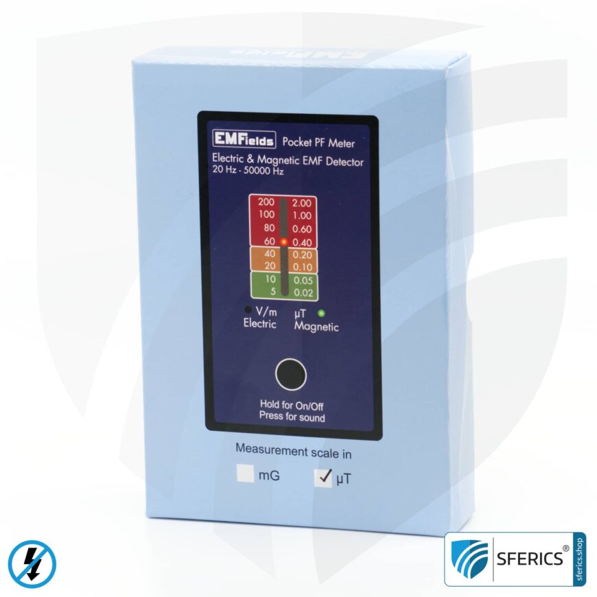 Pocket PF5 Meter | Potentialfreies Niederfrequenz Messgerät für Elektrosmog | Erkennung elektrischer Wechselfelder und Magnetfelder | Messbereich 15 bis 50.000 Hz