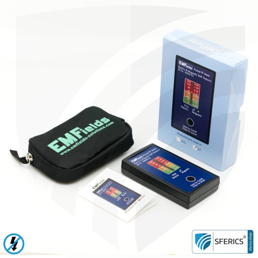 Pocket PF5 Meter | Potentialfreies Niederfrequenz Messgerät für Elektrosmog | Erkennung elektrischer Wechselfelder und Magnetfelder | Messbereich 15 bis 50.000 Hz