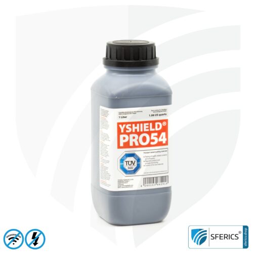 Abschirmfarbe PRO54 | HF Schirmdämpfung gegen Elektrosmog bis zu 93 dB bei 40 GHz | Kein Graphit-Effekt = färbt nicht ab | Technisch unsere belastbarste Abschirmfarbe | TÜV SÜD zertifiziert | Effektiv bei 5G!