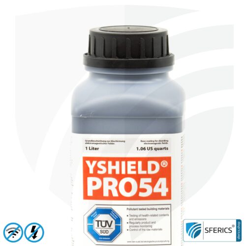 Abschirmfarbe PRO54 | HF Schirmdämpfung gegen Elektrosmog bis zu 93 dB bei 40 GHz | Kein Graphit-Effekt = färbt nicht ab | Technisch unsere belastbarste Abschirmfarbe | TÜV SÜD zertifiziert | Effektiv bei 5G!