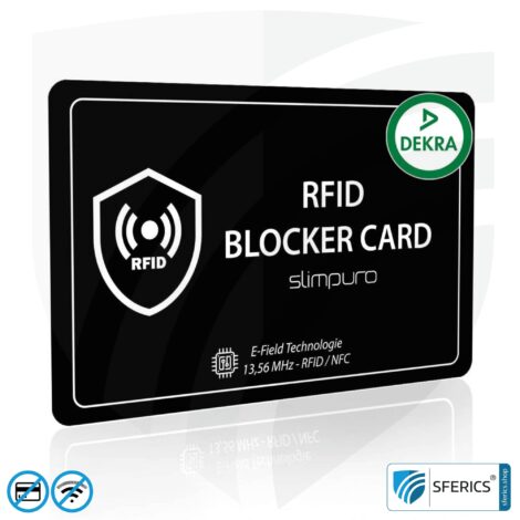 RFID NFC Blocker Karte SLIMPURO | Datenschutz für moderne Chipkarten | EC-Karte, Kreditkarte, ID-Karte, ... | bei der Geldbörse ZNAP im Set inklusive