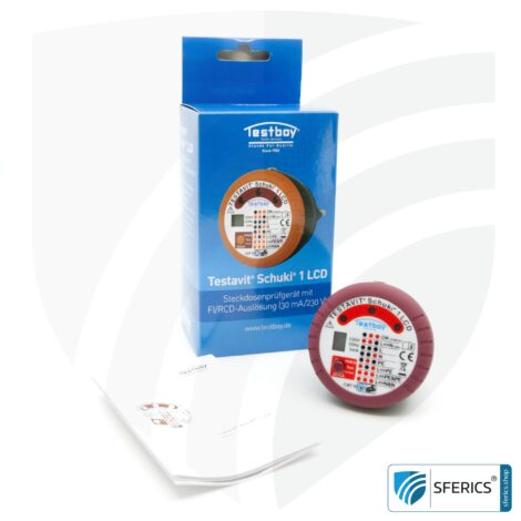 TESTAVIT SCHUKI 1 LCD | Steckdosen Sockel Tester mit FI Auslösung | Schneller Check der Erdung, Verdrahtung und FI Schutzschalter.