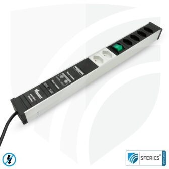 PC Steckdosenleiste 6-fach (4+2), geschirmt NF | mit Ein/Aus Schalter, Überspannungsschutz und Vollschutz HF Filtersystem bis 80 MHz | Typ J Schweiz /FL
