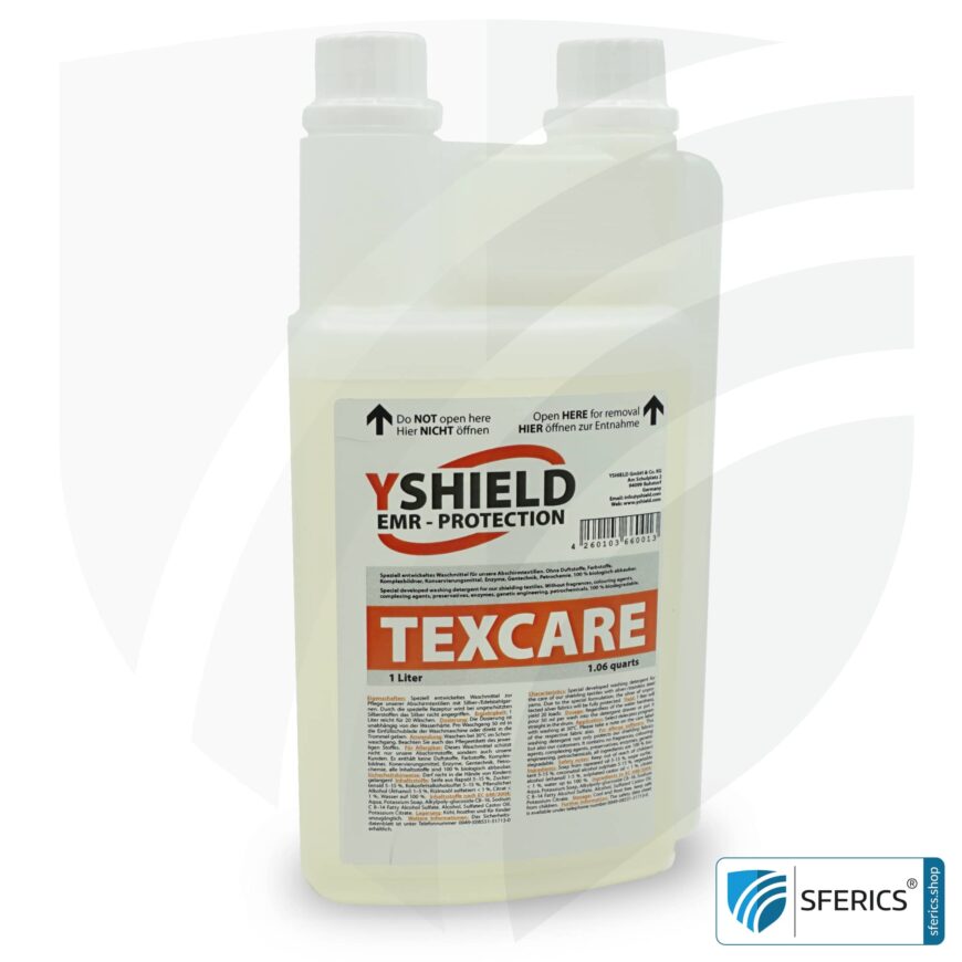 TEXCARE flüssiges Waschmittel | speziell entwickelt für Abschirmstoffe mit Silberfäden und Edelstahlgarnen