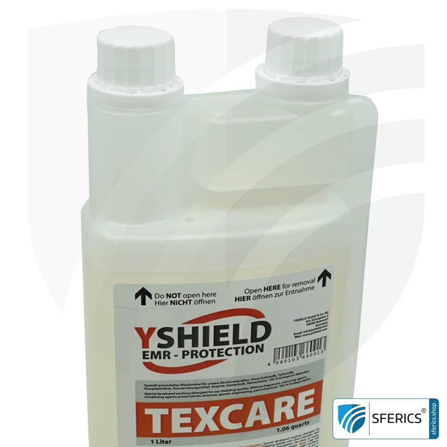 TEXCARE flüssiges Waschmittel | speziell entwickelt für Abschirmstoffe mit Silberfäden und Edelstahlgarnen
