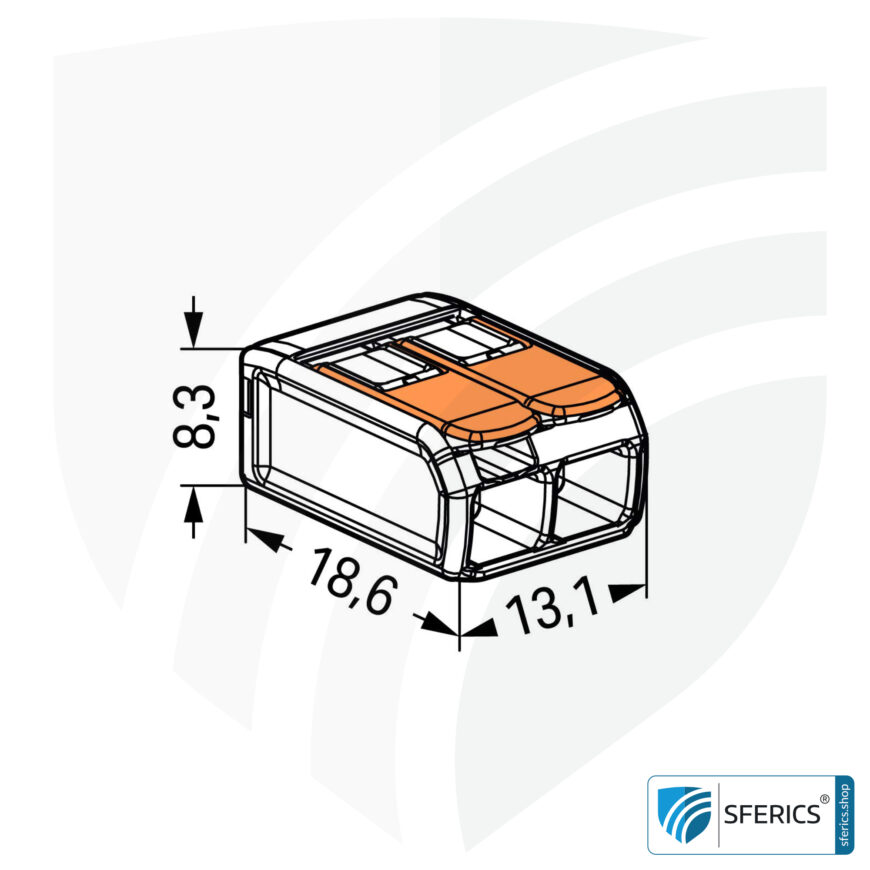 WAGO Compact Verbindungsklemme, Serie 221 | Modell 221-412 | für 2 eindrahtige, feindrahtige und mehrdrähtige Leiter | Alternative zur Lüsterklemme