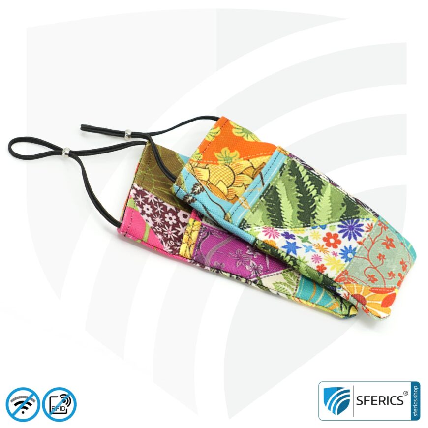 Handyhülle eWall für das Smartphone | Unikat im Design FLOWERPOWER | Anti Elektrosmog inkl. 5G | 3in1 Schutz inkl. RFID Blocker | Handytasche für iPhone, Android, ... | XL