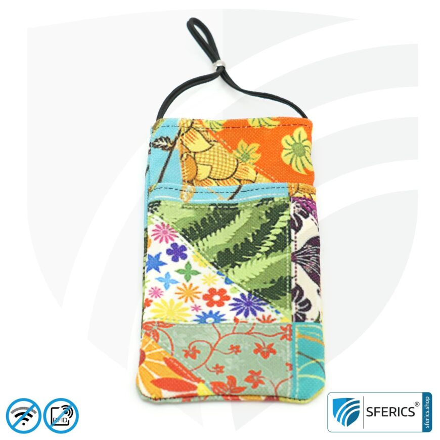 Handyhülle eWall für das Smartphone | Unikat im Design FLOWERPOWER | Anti Elektrosmog inkl. 5G | 3in1 Schutz inkl. RFID Blocker | Handytasche für iPhone, Android, ... | XL