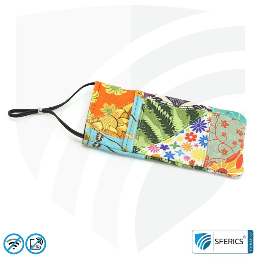 Handyhülle eWall für das Smartphone | Unikat im Design FLOWERPOWER | Anti Elektrosmog inkl. 5G | 3in1 Schutz inkl. RFID Blocker | Handytasche für iPhone, Android, ... | XL