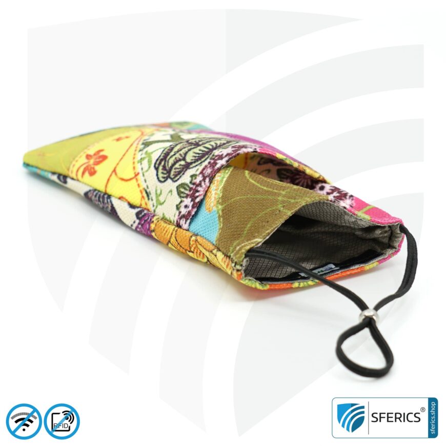 Handyhülle eWall für das Smartphone | Unikat im Design FLOWERPOWER | Anti Elektrosmog inkl. 5G | 3in1 Schutz inkl. RFID Blocker | Handytasche für iPhone, Android, ... | XL