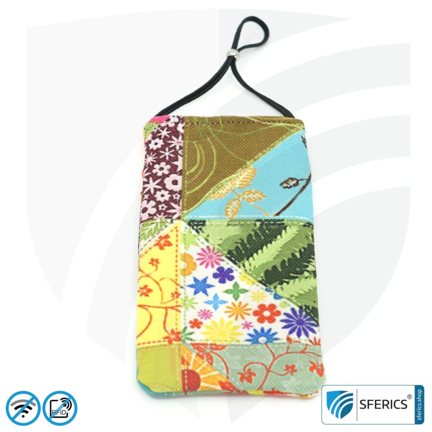 Handyhülle eWall für das Smartphone | Unikat im Design FLOWERPOWER | Anti Elektrosmog inkl. 5G | 3in1 Schutz inkl. RFID Blocker | Handytasche für iPhone, Android, ... | XL