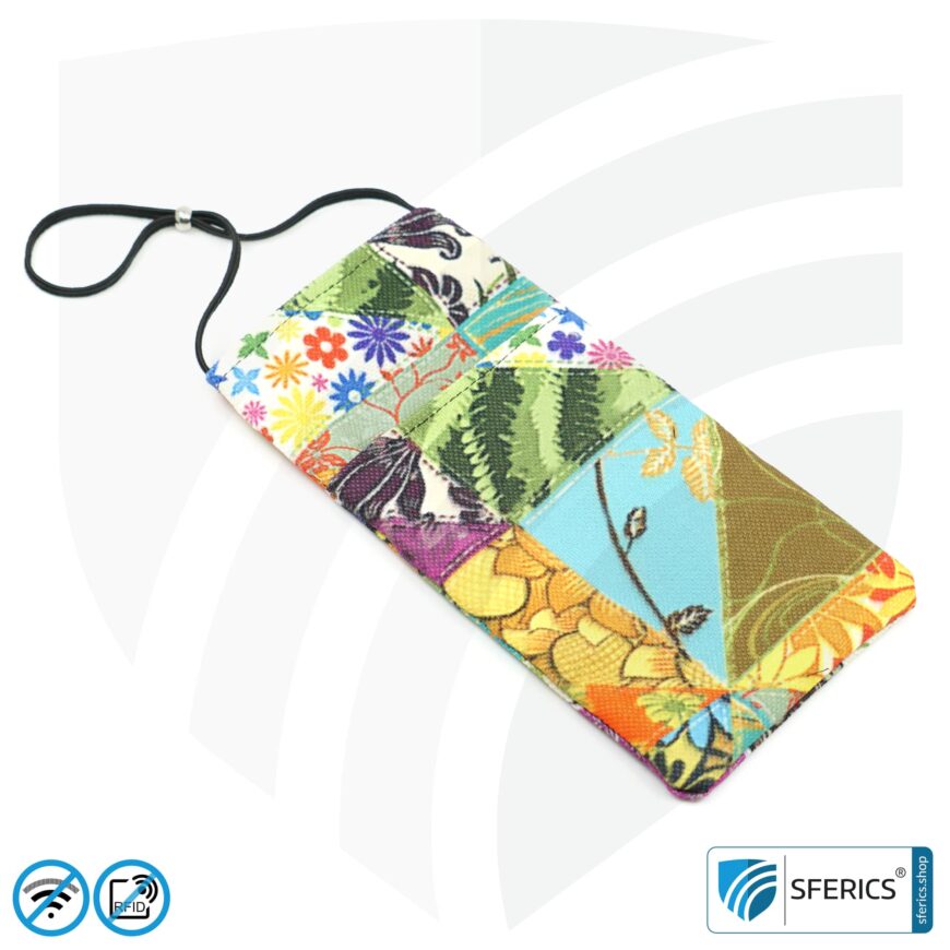 Handyhülle eWall für das Smartphone | Unikat im Design FLOWERPOWER | Anti Elektrosmog inkl. 5G | 3in1 Schutz inkl. RFID Blocker | Handytasche für iPhone, Android, ... | XXL