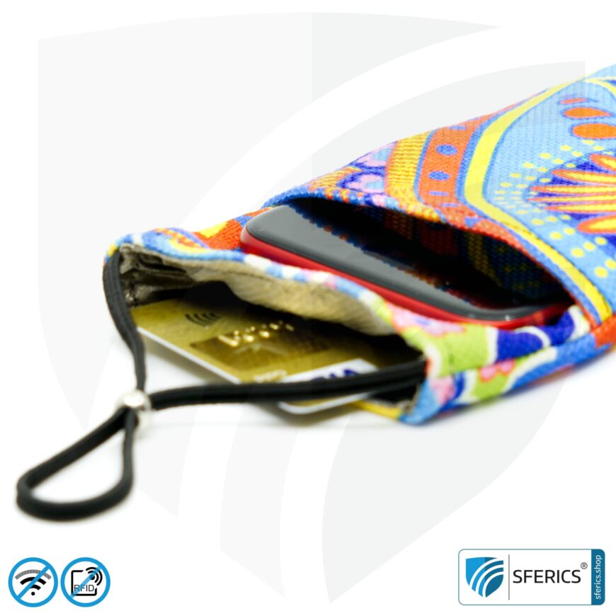Handyhülle eWall für das Smartphone | Unikat im Design REGENBOGEN.BLUME | Anti Elektrosmog inkl. 5G | 3in1 Schutz inkl. RFID Blocker | Handytasche für iPhone, Android, ... | XL