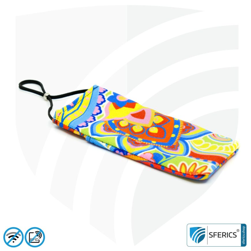 Handyhülle eWall für das Smartphone | Unikat im Design REGENBOGEN.BLUME | Anti Elektrosmog inkl. 5G | 3in1 Schutz inkl. RFID Blocker | Handytasche für iPhone, Android, ... | XL
