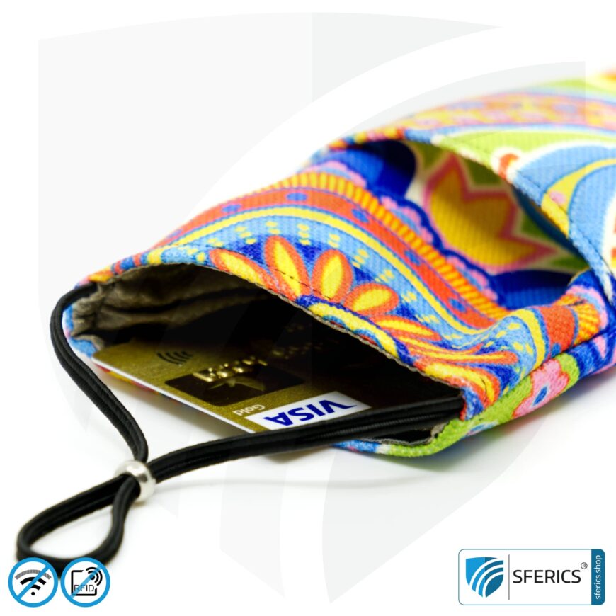 Handyhülle eWall für das Smartphone | Unikat im Design REGENBOGEN.BLUME | Anti Elektrosmog inkl. 5G | 3in1 Schutz inkl. RFID Blocker | Handytasche für iPhone, Android, ... | XXL