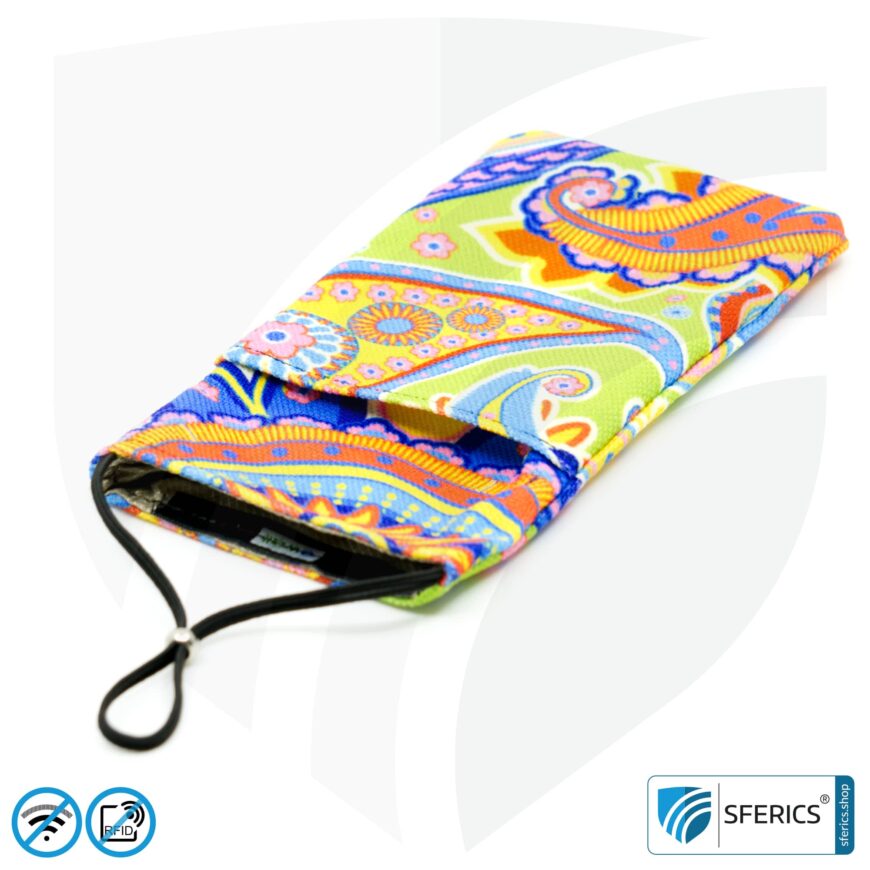 Handyhülle eWall für das Smartphone | Unikat im Design REGENBOGEN.BLUME | Anti Elektrosmog inkl. 5G | 3in1 Schutz inkl. RFID Blocker | Handytasche für iPhone, Android, ... | XXL