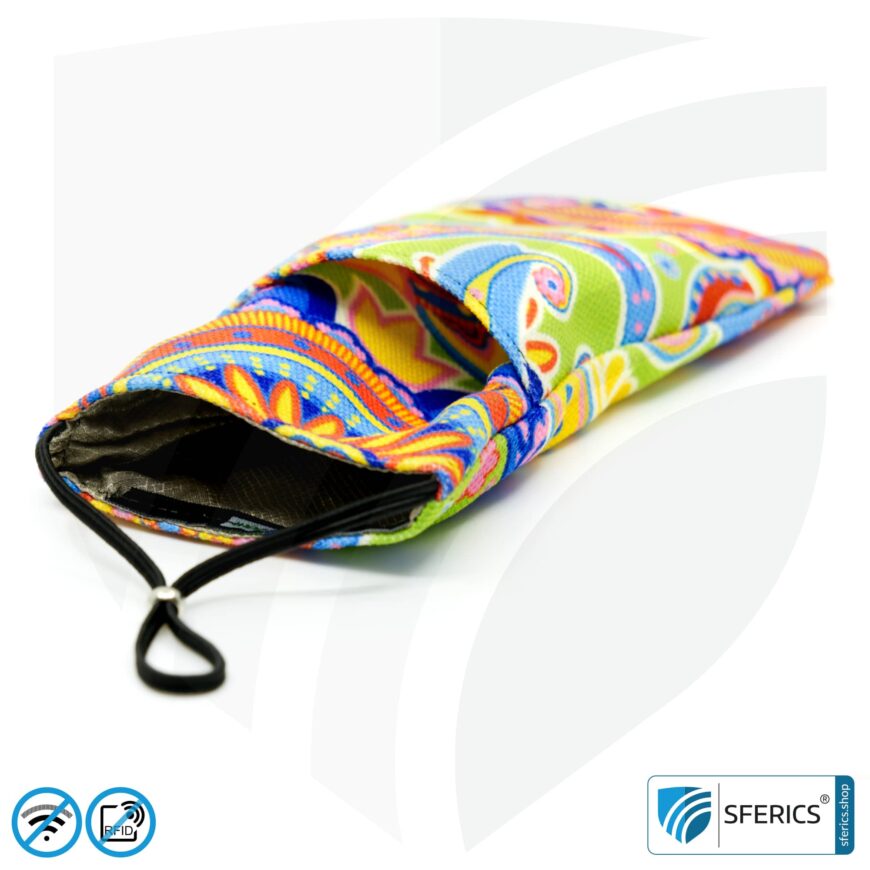 Handyhülle eWall für das Smartphone | Unikat im Design REGENBOGEN.BLUME | Anti Elektrosmog inkl. 5G | 3in1 Schutz inkl. RFID Blocker | Handytasche für iPhone, Android, ... | XXL