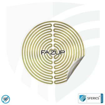 FAZUP Antennen Patch | Edition GOLD | Ferritkern fürs kabelgebundene Headset inklusive | Innovative Technologie gegen Elektrosmog | Schützt vor unnötig hoher Bestrahlung durch's eigene Mobiltelefon