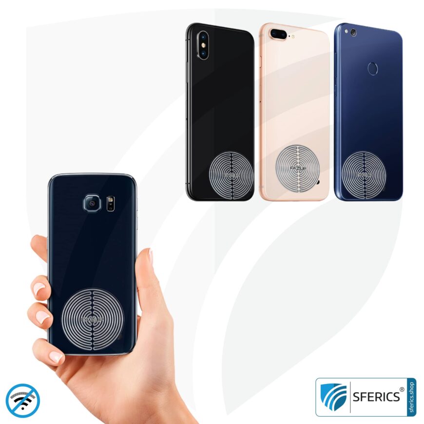 FAZUP Antennen Patch | SILBER | Innovative Technologie gegen Elektrosmog | Schützt vor unnötig hoher Bestrahlung durch’s eigene Mobiltelefon | Keine Esoterik oder Harmonisierung. Reduktion ist messbar!
