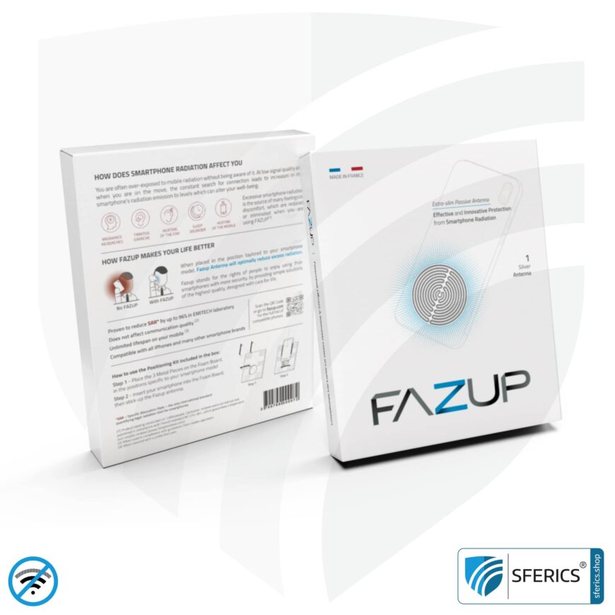 FAZUP Antennen Patch | SILBER | Innovative Technologie gegen Elektrosmog | Schützt vor unnötig hoher Bestrahlung durch’s eigene Mobiltelefon | Keine Esoterik oder Harmonisierung. Reduktion ist messbar!