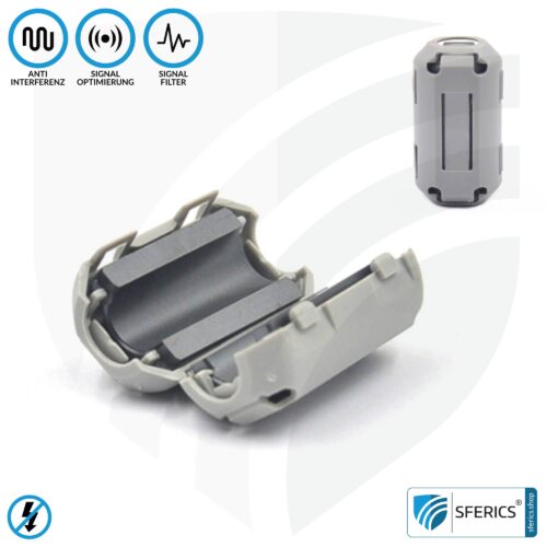 Ferritkern Filter gegen Elektrosmog im Headsetkabel | grau, klickbar, für 5 mm Kabel | GRATIS 1 Stück als Geschenk! 12 Ferritkern Filter gegen Elektrosmog im Headsetkabel | grau, klickbar, für 5 mm Kabel | GRATIS 1 Stück als Geschenk!