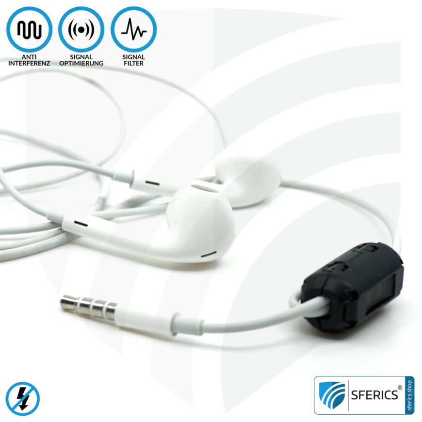 Ferritkern Filter gegen Elektrosmog im Headsetkabel | schwarz, klickbar, für 5 mm Kabel | GRATIS 1 Stück als Geschenk!