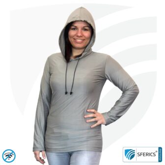 Abschirmender Hoodie bzw. Kapuzenpullover | Schutz bis 50 dB vor HF Elektrosmog (Handy, WLAN, LTE) | Ideal für elektrosensible Menschen | Wirkungsvoll gegen 5G!
