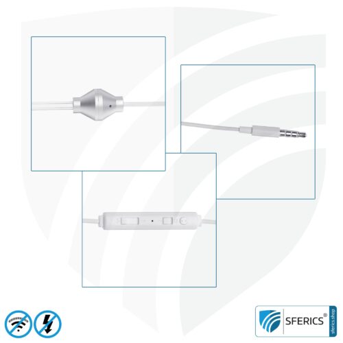 Luftkabel Anti Elektrosmog Monaural Headset mit Mikrofon | In-Ear-Headset AirTube zur Reduktion von EMF am Kopf | Klinkenstecker | Prädestiniert fürs Callcenter, Security, usw.
