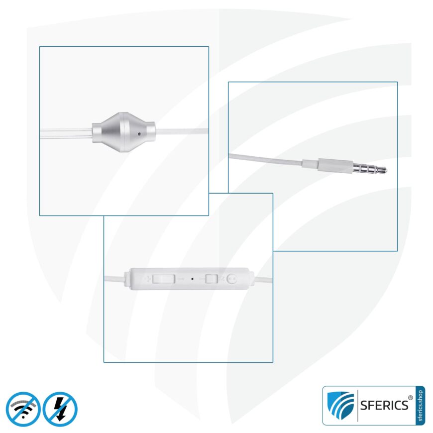 Luftkabel Anti Elektrosmog Monaural Headset mit Mikrofon | In-Ear-Headset AirTube zur Reduktion von EMF am Kopf | Klinkenstecker | Prädestiniert fürs Callcenter, Security, usw.